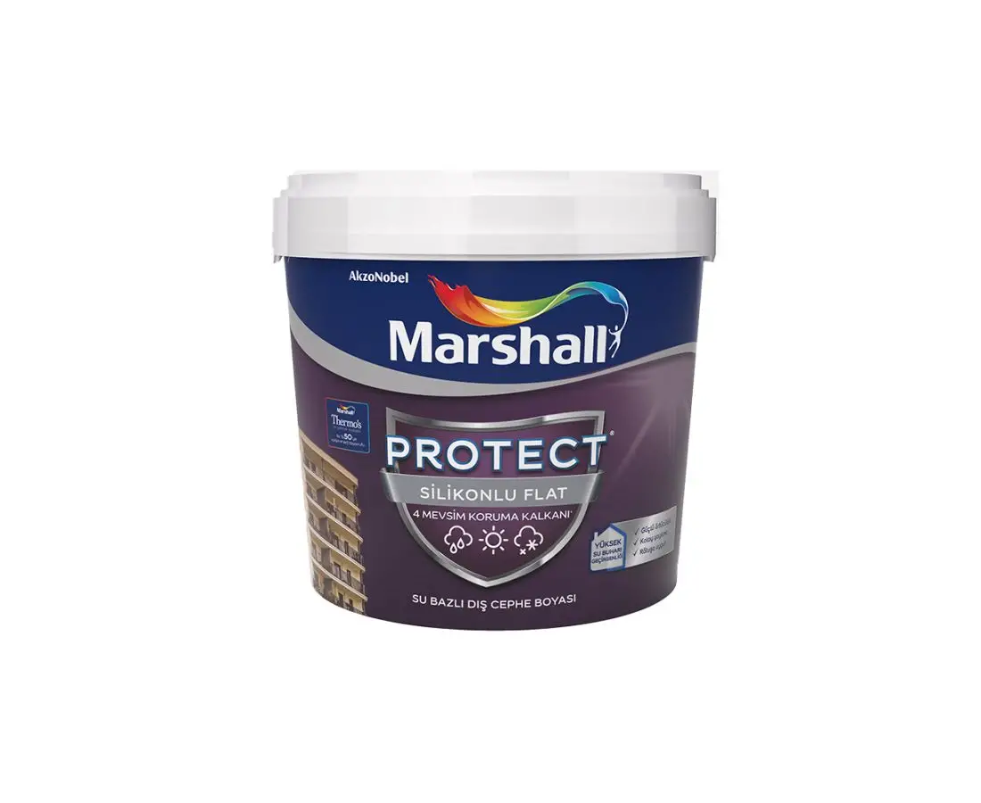 საღებავი ექსტერიერის PROTECT SILICONED FLAT Marshall 15ლტ — ექსტერიერის საღებავი